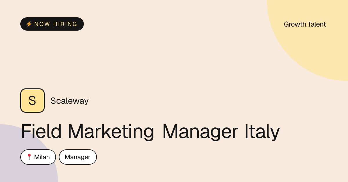 Field Marketing Manager Italy at Scaleway · Milan